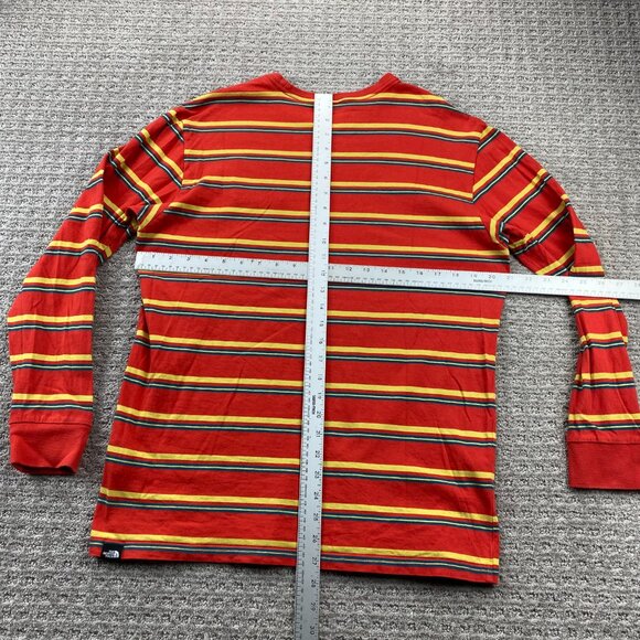 The North Face Shirt Men Medium M Orange Yellow Stripes Long Sleeve T-Shirt - Picture 7 of 9